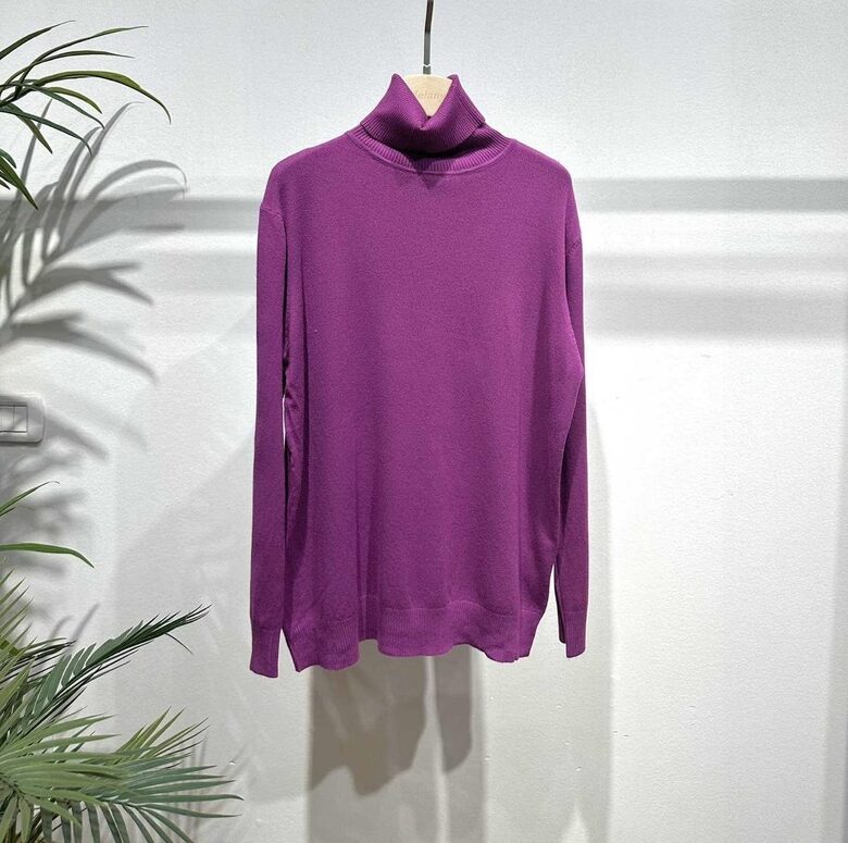 Džemperis - bītlene ar augsto apkakli un viskozi Fuksija Universāls izmērs 